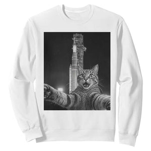 Funny Cat Selfie Lunar Mission 2026 Sweatshirt TS14 White Print Your Wear