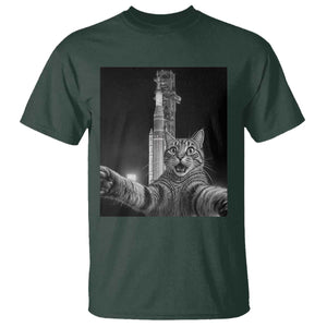 Funny Cat Selfie Lunar Mission 2026 T Shirt TS14 Dark Forest Green Print Your Wear