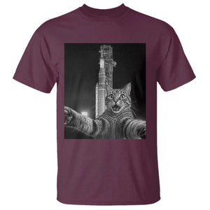 Funny Cat Selfie Lunar Mission 2026 T Shirt TS14 Maroon Print Your Wear
