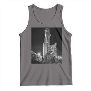 Funny Cat Selfie Lunar Mission 2026 Tank Top TS14 Deep Heather Print Your Wear