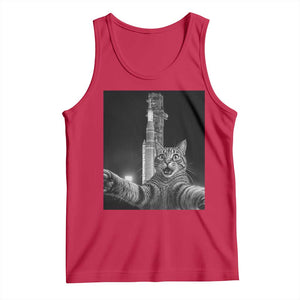 Funny Cat Selfie Lunar Mission 2026 Tank Top TS14 Red Print Your Wear