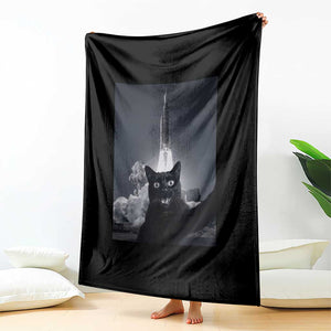 Funny Black Cat Selfie Throw Blanket Back To The Moon Mission 2026 TS14 Print Your Wear