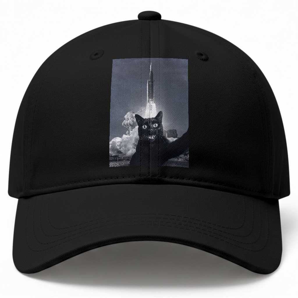 Funny Black Cat Selfie Baseball Cap Back To The Moon Mission 2026 TS14 Print Your Wear