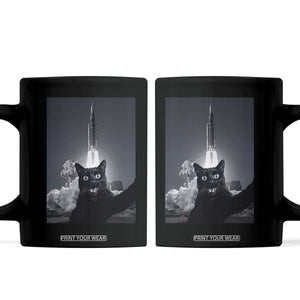 Funny Black Cat Selfie Coffee Mug Back To The Moon Mission 2026 TS14 Black Print Your Wear