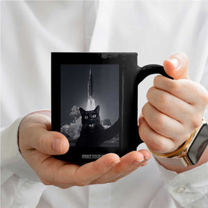 Funny Black Cat Selfie Coffee Mug Back To The Moon Mission 2026 TS14 Print Your Wear