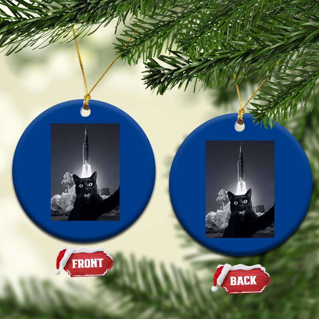 Funny Black Cat Selfie Ceramic Ornament Back To The Moon Mission 2026 TS14 1pc Blue Print Your Wear