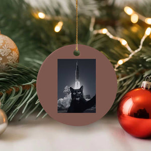Funny Black Cat Selfie Ceramic Ornament Back To The Moon Mission 2026 TS14 1pc Mocha Print Your Wear