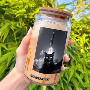 Funny Black Cat Selfie Glass Can Back To The Moon Mission 2026 TS14 Black Print Your Wear