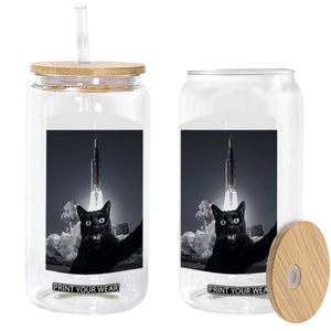 Funny Black Cat Selfie Glass Can Back To The Moon Mission 2026 TS14 Print Your Wear