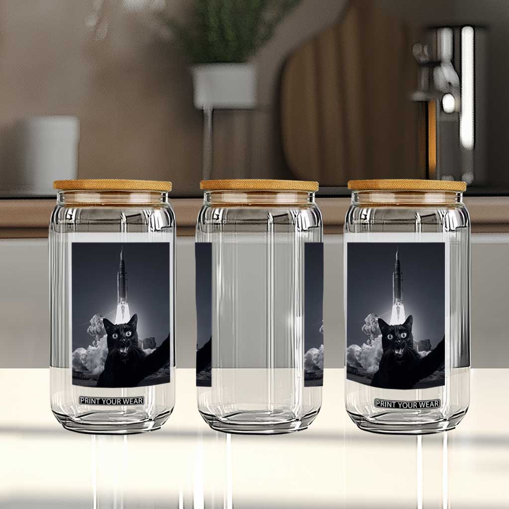 Funny Black Cat Selfie Glass Can Back To The Moon Mission 2026 TS14 Print Your Wear