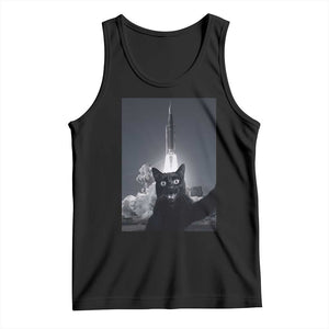 Funny Black Cat Selfie Tank Top Back To The Moon Mission 2026 TS14 Black Print Your Wear