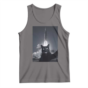 Funny Black Cat Selfie Tank Top Back To The Moon Mission 2026 TS14 Deep Heather Print Your Wear