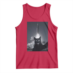 Funny Black Cat Selfie Tank Top Back To The Moon Mission 2026 TS14 Red Print Your Wear