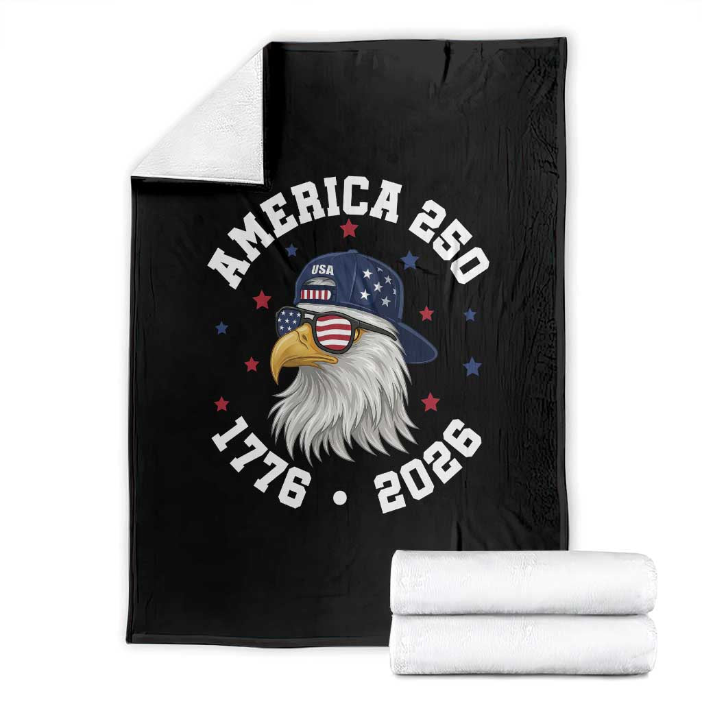 250 Years American Anniversary Throw Blanket Patriotic Bald Eagle Fourth of July TS14 Black Print Your Wear