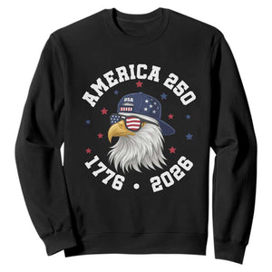 250 Years American Anniversary Sweatshirt Patriotic Bald Eagle Fourth of July TS14 Black Print Your Wear
