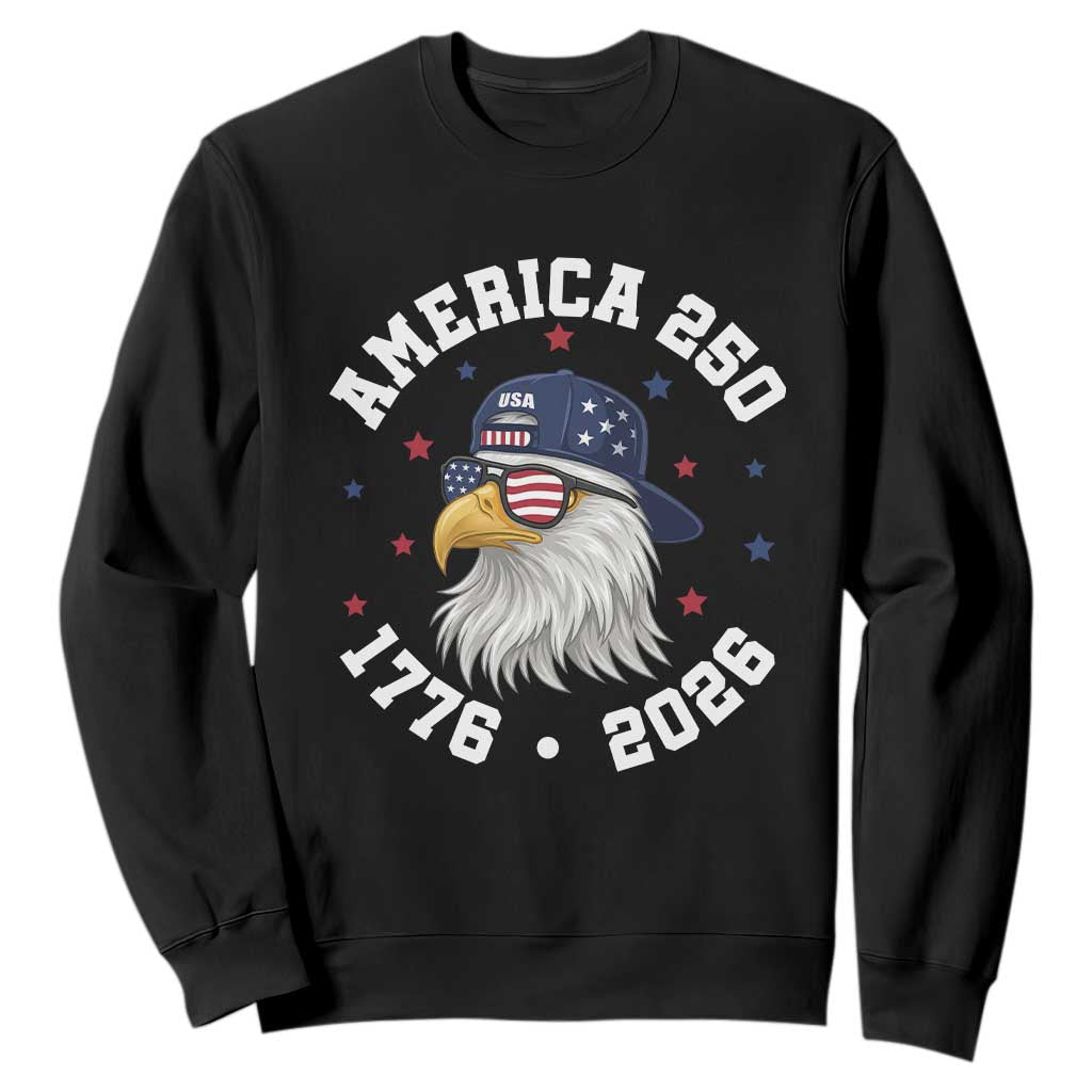 250 Years American Anniversary Sweatshirt Patriotic Bald Eagle Fourth of July TS14 Black Print Your Wear