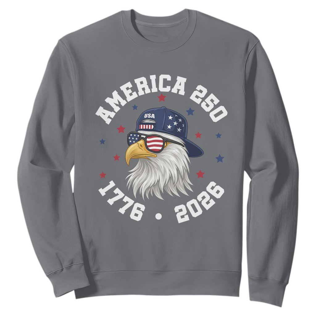 250 Years American Anniversary Sweatshirt Patriotic Bald Eagle Fourth of July TS14 Charcoal Print Your Wear