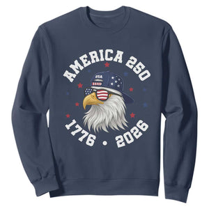 250 Years American Anniversary Sweatshirt Patriotic Bald Eagle Fourth of July TS14 Navy Print Your Wear