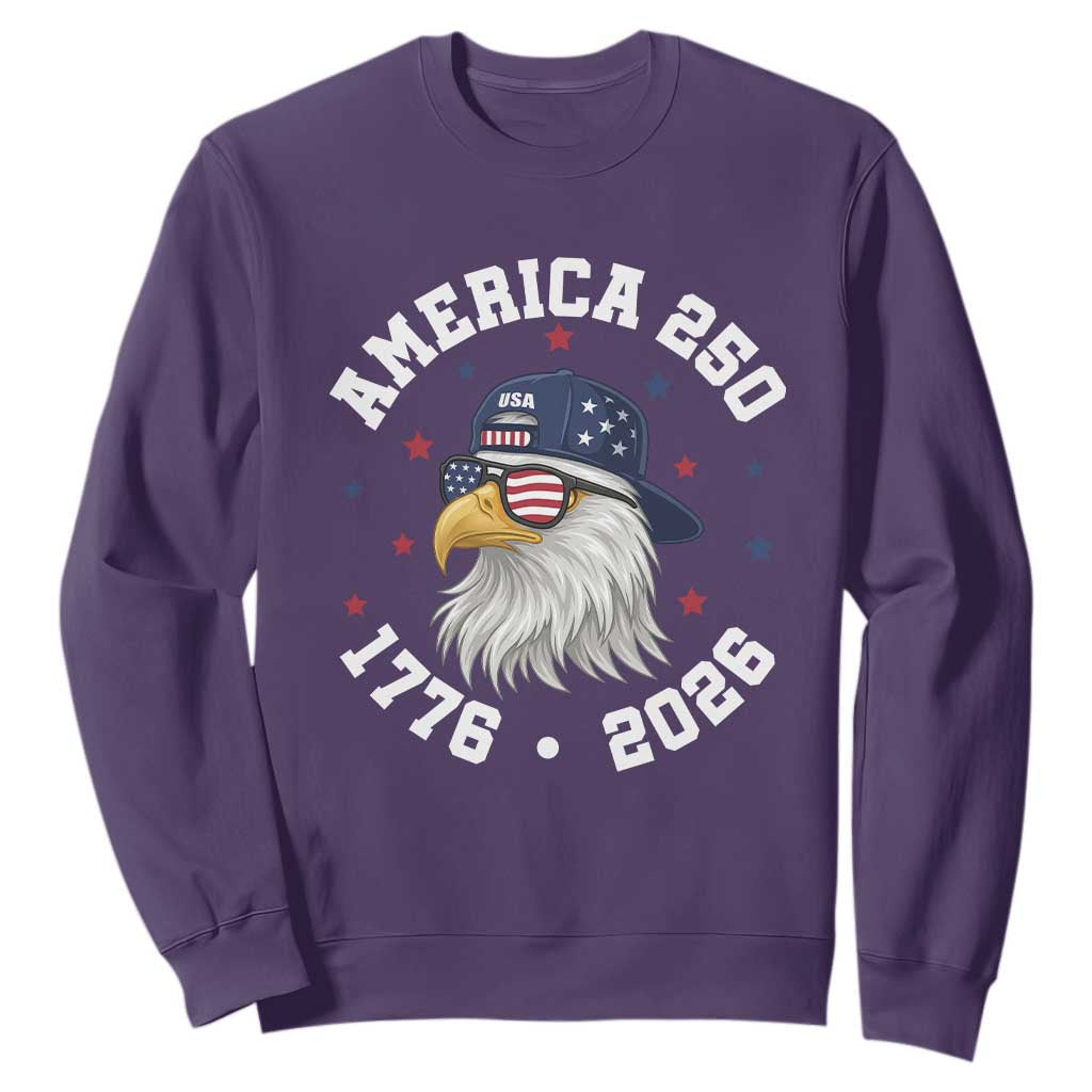 250 Years American Anniversary Sweatshirt Patriotic Bald Eagle Fourth of July TS14 Purple Print Your Wear