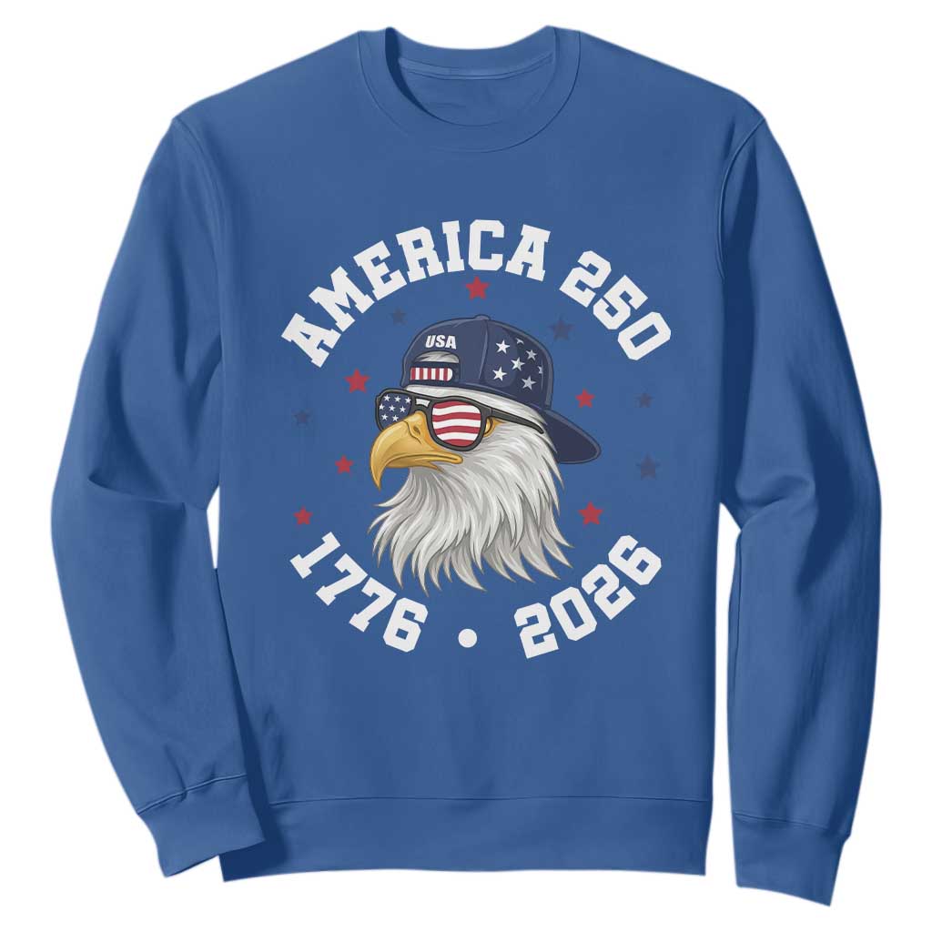 250 Years American Anniversary Sweatshirt Patriotic Bald Eagle Fourth of July TS14 Royal Blue Print Your Wear