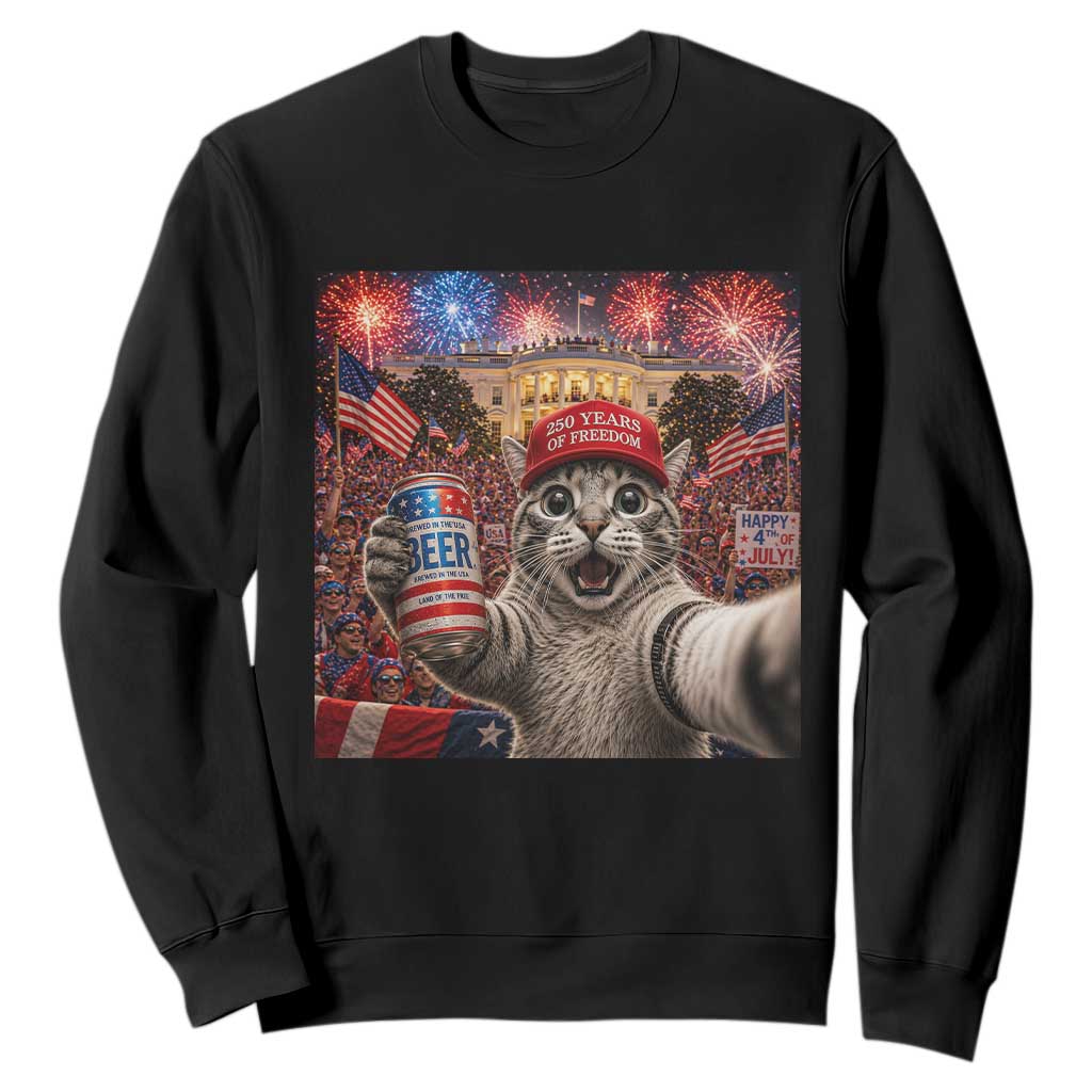 250 Years Of Freedom Sweatshirt Funny Cat Selfie 4th of July Party TS14 Black Print Your Wear