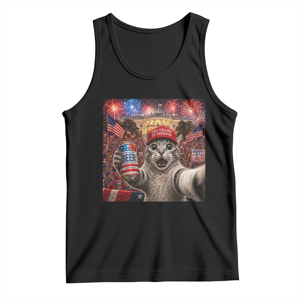 250 Years Of Freedom Tank Top Funny Cat Selfie 4th of July Party TS14 Black Print Your Wear
