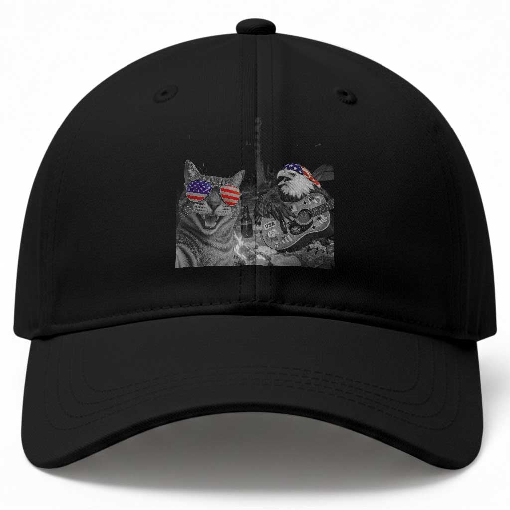 Funny Cat Selfie 4th of July Baseball Cap Patriotic Eagle American Flag Gift TS14 Print Your Wear