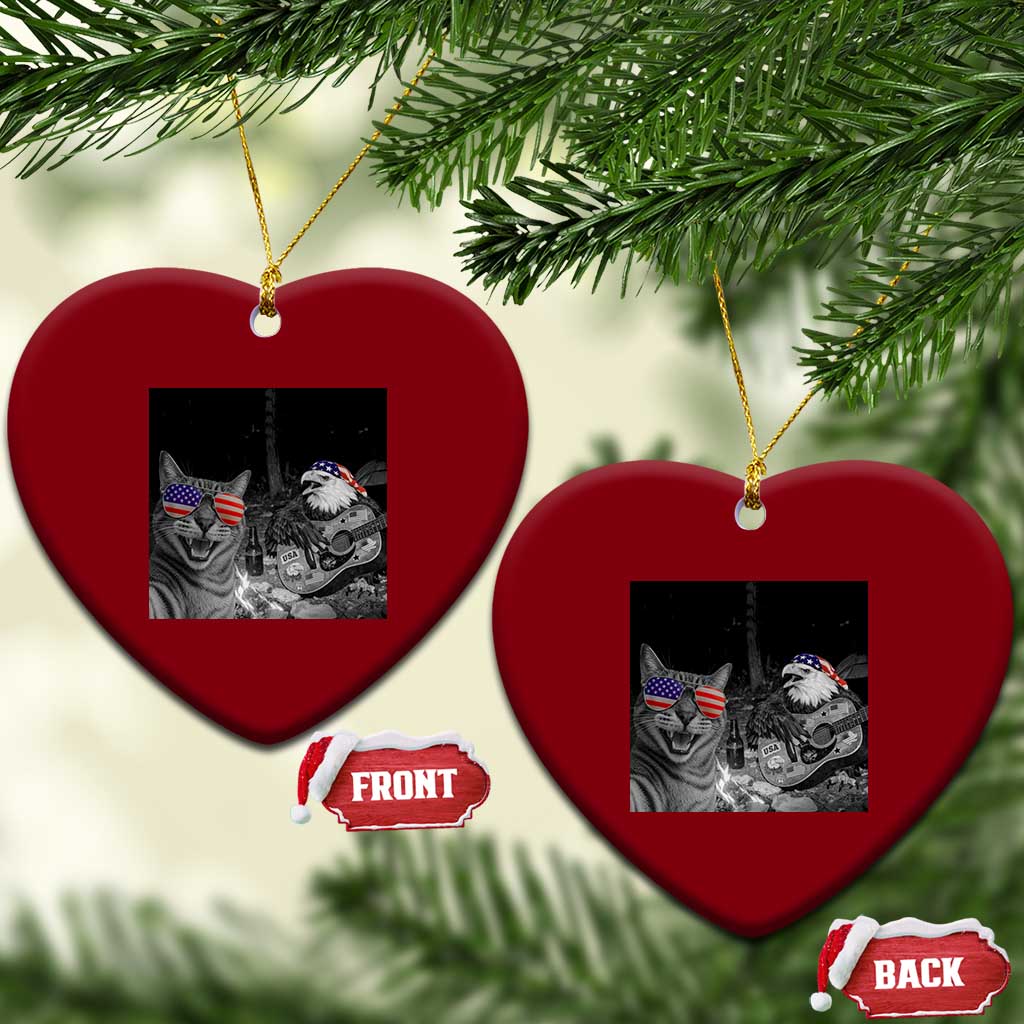 Funny Cat Selfie 4th of July Ceramic Ornament Patriotic Eagle American Flag Gift TS14 Print Your Wear