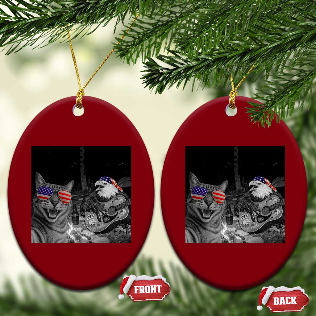 Funny Cat Selfie 4th of July Ceramic Ornament Patriotic Eagle American Flag Gift TS14 Print Your Wear