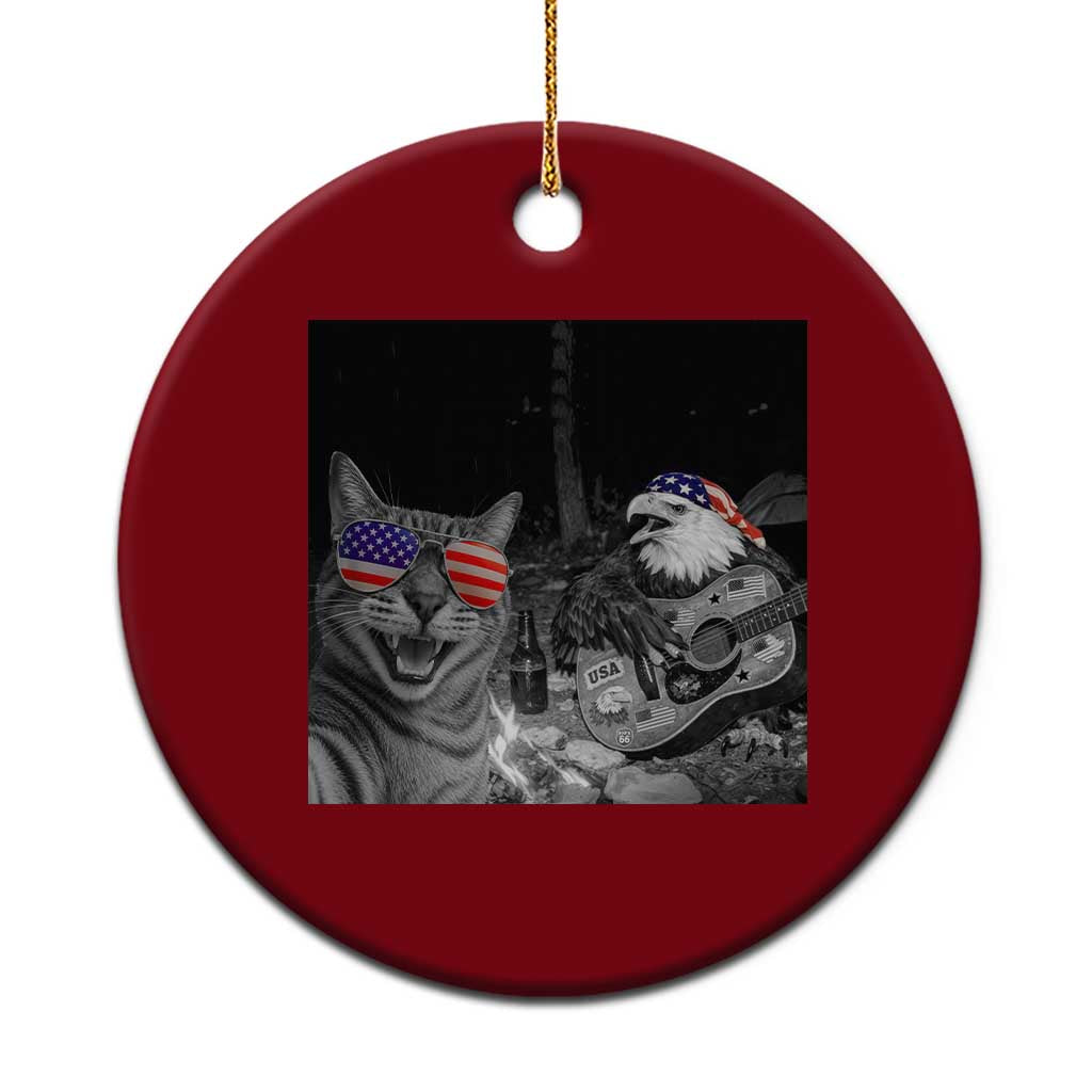 Funny Cat Selfie 4th of July Ceramic Ornament Patriotic Eagle American Flag Gift TS14 1pc Red Print Your Wear