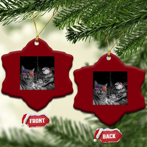 Funny Cat Selfie 4th of July Ceramic Ornament Patriotic Eagle American Flag Gift TS14 Print Your Wear