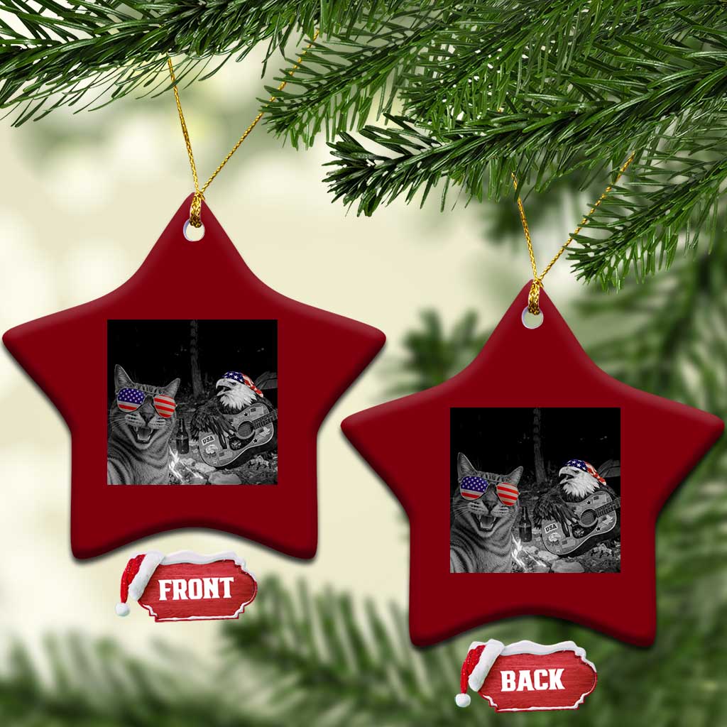 Funny Cat Selfie 4th of July Ceramic Ornament Patriotic Eagle American Flag Gift TS14 Print Your Wear