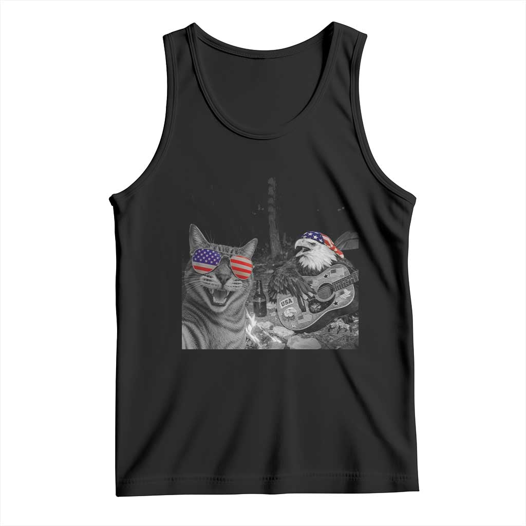 Funny Cat Selfie 4th of July Tank Top Patriotic Eagle American Flag Gift TS14 Black Print Your Wear