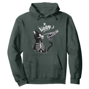 Black Cat Halloween Hoodie Skeleton Hand Boop TS14 Dark Forest Green Print Your Wear