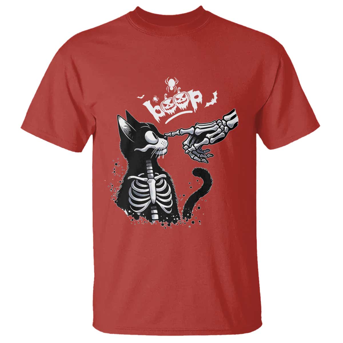 Black Cat Halloween T Shirt Skeleton Hand Boop TS14 Red Print Your Wear