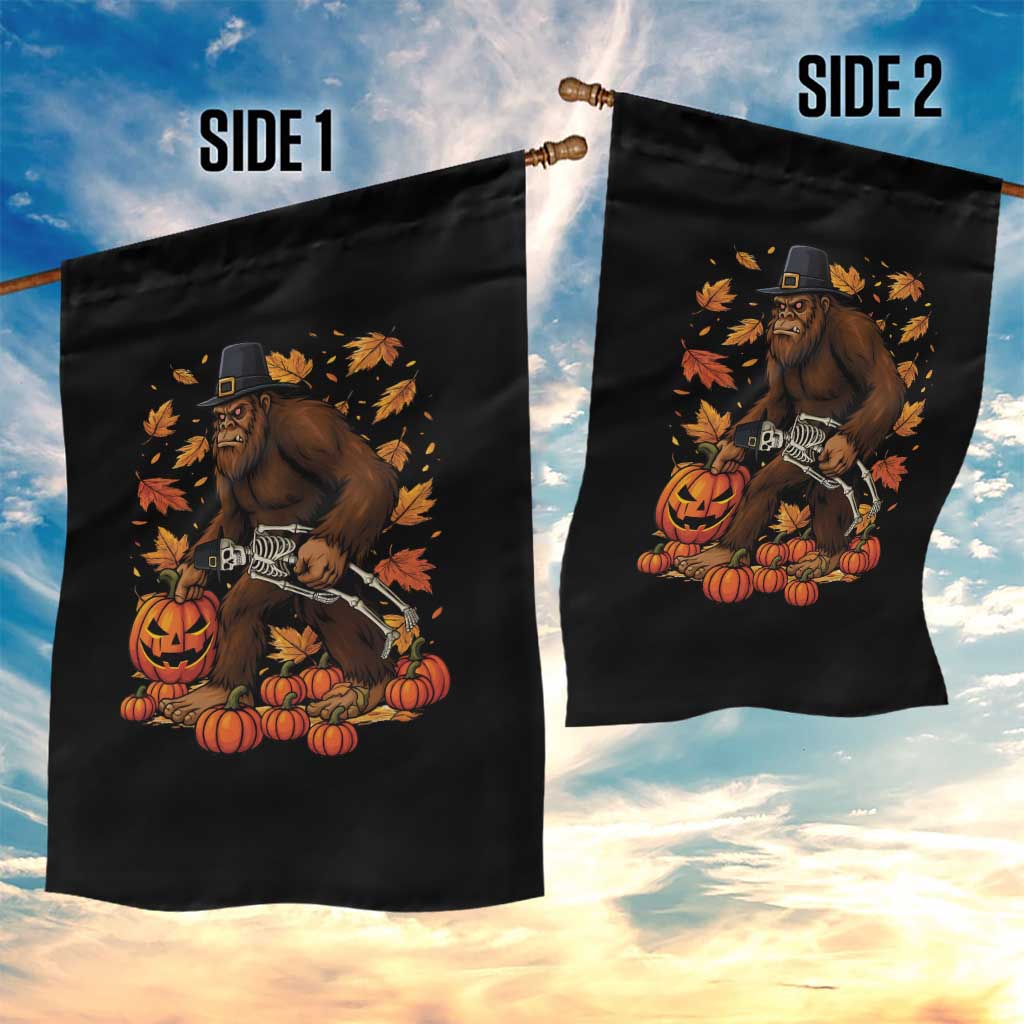 Funny Bigfoot Skeleton Garden Flag Thanksgiving Day Sasquatch Pilgrim TS14 Print Your Wear
