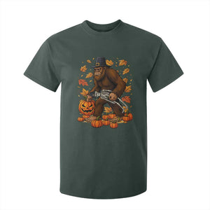 Funny Bigfoot Skeleton T Shirt For Kid Thanksgiving Day Sasquatch Pilgrim TS14 Dark Forest Green Print Your Wear