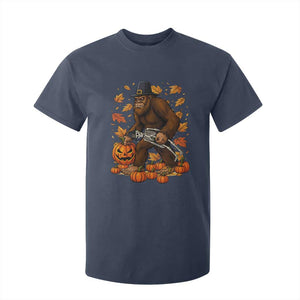 Funny Bigfoot Skeleton T Shirt For Kid Thanksgiving Day Sasquatch Pilgrim TS14 Navy Print Your Wear