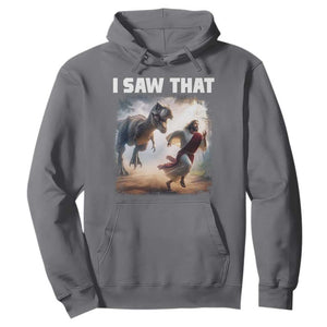 Funny Jesus Dinosaur Hoodie I Saw That Christan Meme TS14 Charcoal Print Your Wear