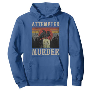 Funny Literary Hoodie Attempted Murder Two Crows Bird on Branch TS14 Royal Blue Print Your Wear
