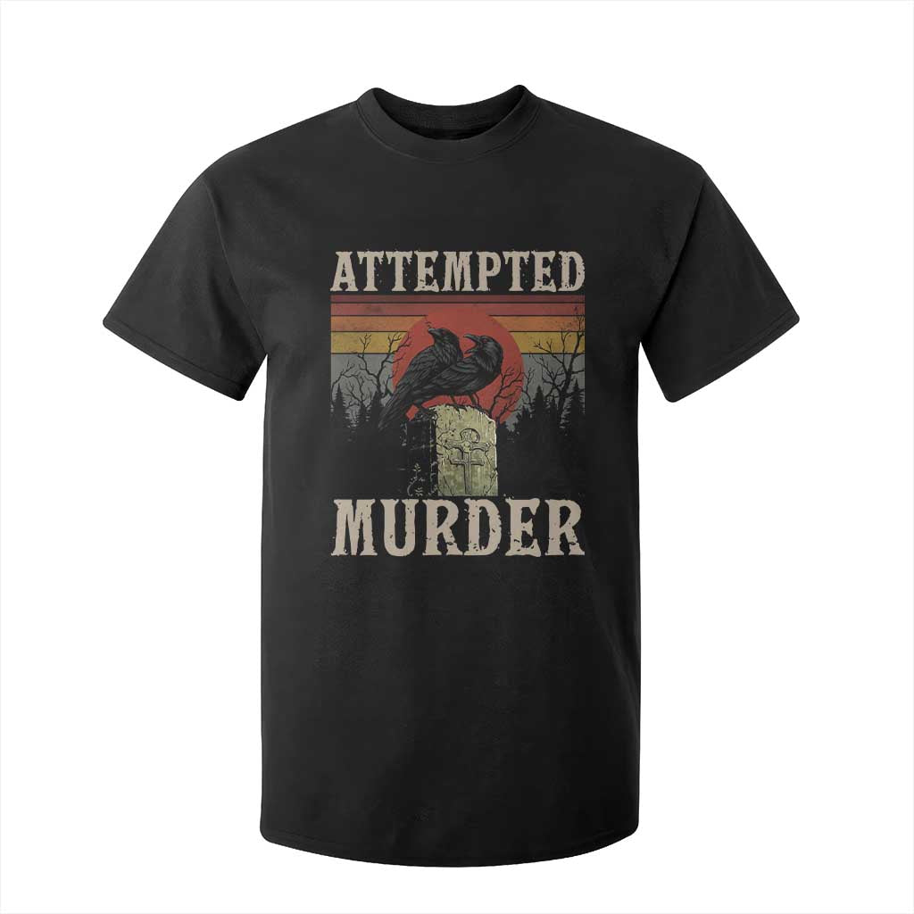 Funny Literary T Shirt For Kid Attempted Murder Two Crows Bird on Branch TS14 Black Print Your Wear