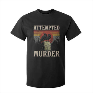 Funny Literary T Shirt For Kid Attempted Murder Two Crows Bird on Branch TS14 Black Print Your Wear