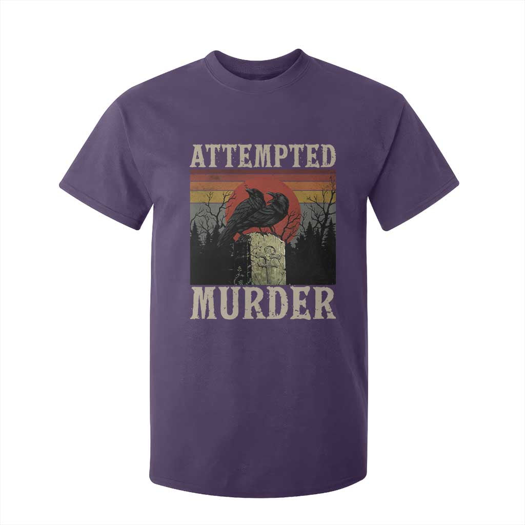 Funny Literary T Shirt For Kid Attempted Murder Two Crows Bird on Branch TS14 Purple Print Your Wear