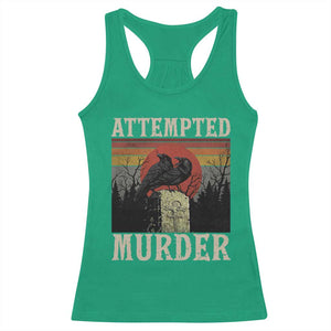 Funny Literary Racerback Tank Top Attempted Murder Two Crows Bird on Branch TS14 Irish Green Print Your Wear
