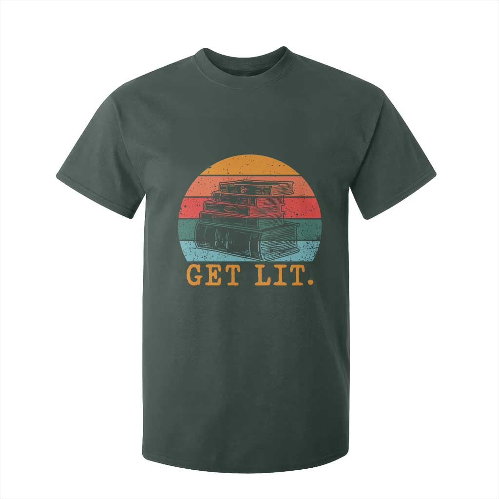 Book Lover T Shirt For Kid Get Lit Literature Reading TS14 Dark Forest Green Print Your Wear