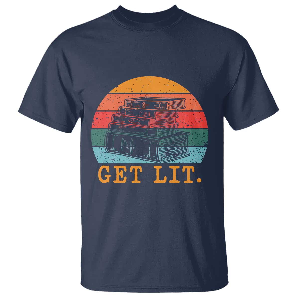 Book Lover T Shirt Get Lit Literature Reading TS14 Navy Print Your Wear