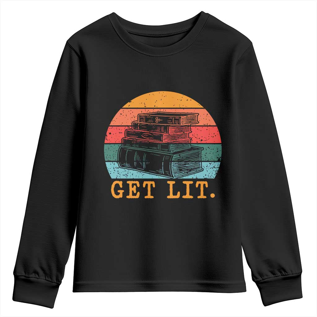 Book Lover Youth Sweatshirt Get Lit Literature Reading TS14 Black Print Your Wear