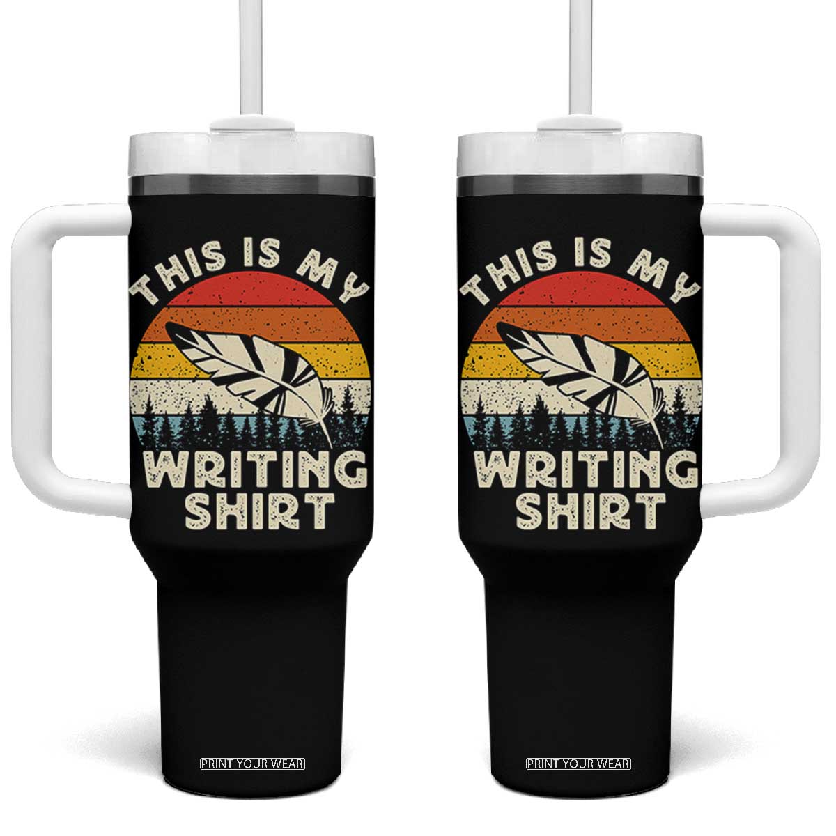 Funny Writer Tumbler With Handle This is My Writing Shirt Authors Poets Literature TS14 One Size: 40 oz Black Print Your Wear