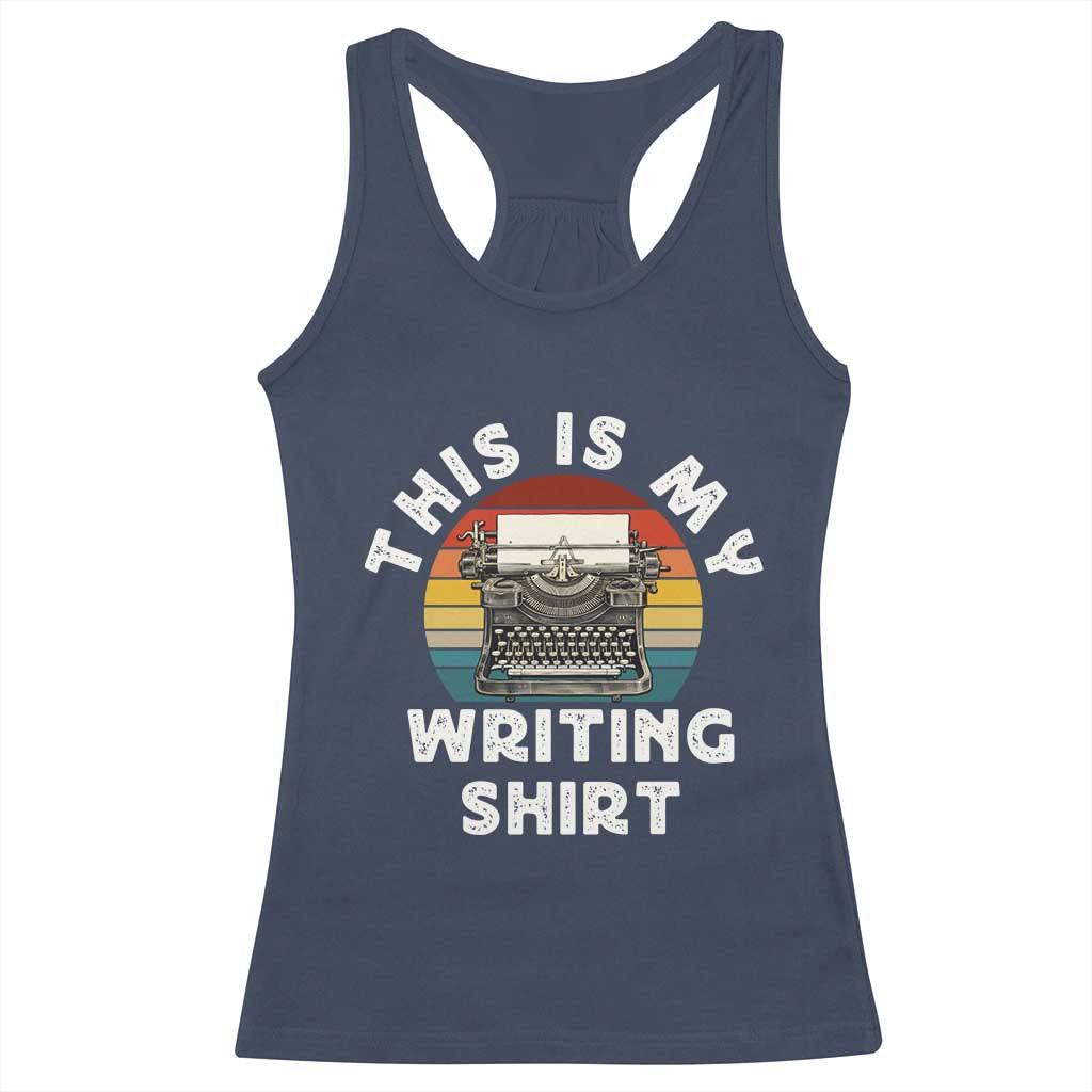 Funny Typewriter Racerback Tank Top This is My Writing Shirt TS14 Navy Print Your Wear