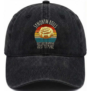Funny English Grammar Washed Cotton Baseball Cap Synonym Rolls Just Like Grammar Used To Make TS14 Washed Cap Universal Fit Black Print Your Wear